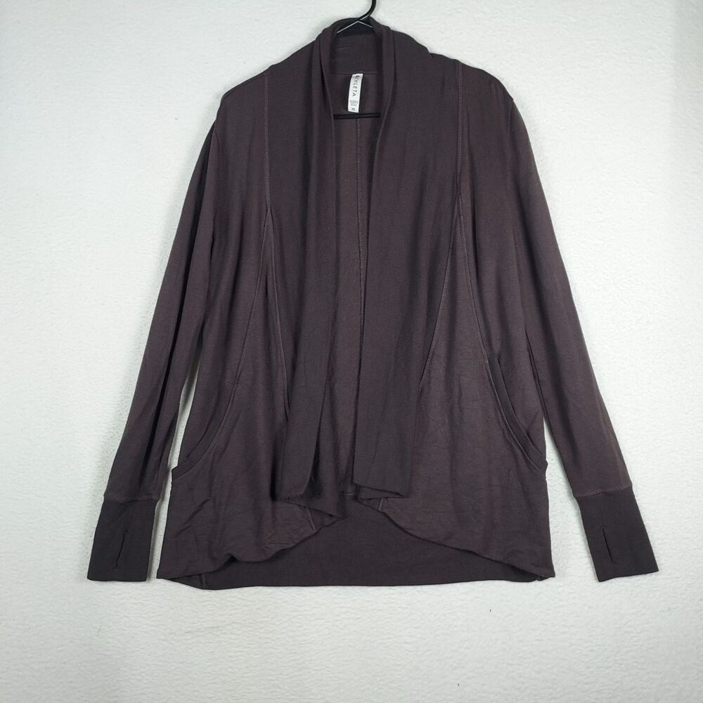 Athleta Womens XS Brown Open Front Cardigan Wrap Jacket Modal Stretch